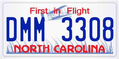 NC license plate DMM3308