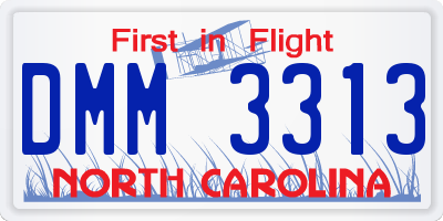 NC license plate DMM3313