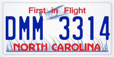 NC license plate DMM3314