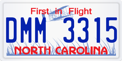 NC license plate DMM3315