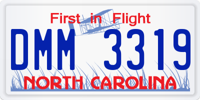 NC license plate DMM3319