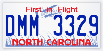 NC license plate DMM3329
