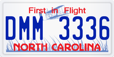 NC license plate DMM3336