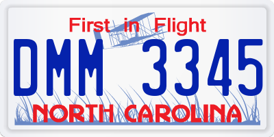 NC license plate DMM3345
