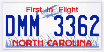 NC license plate DMM3362