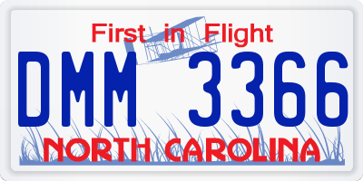 NC license plate DMM3366
