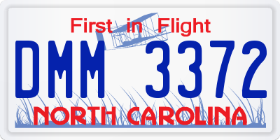 NC license plate DMM3372