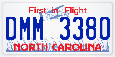 NC license plate DMM3380