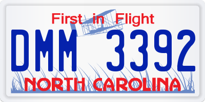 NC license plate DMM3392