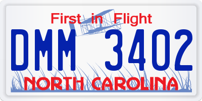 NC license plate DMM3402