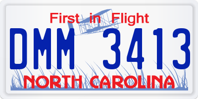 NC license plate DMM3413