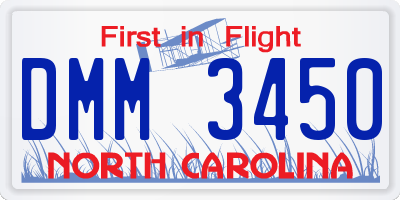 NC license plate DMM3450