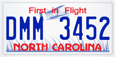 NC license plate DMM3452