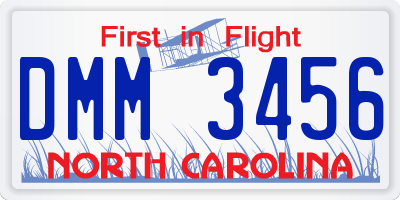 NC license plate DMM3456
