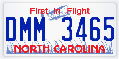 NC license plate DMM3465