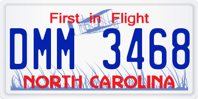 NC license plate DMM3468