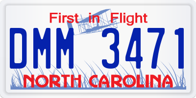 NC license plate DMM3471