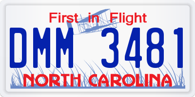 NC license plate DMM3481