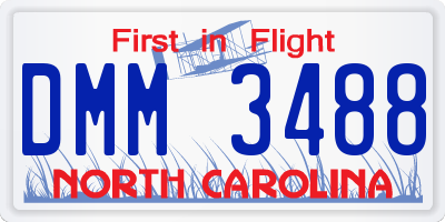 NC license plate DMM3488