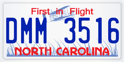 NC license plate DMM3516
