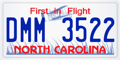 NC license plate DMM3522