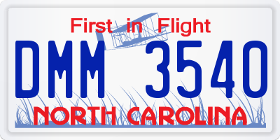 NC license plate DMM3540