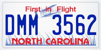 NC license plate DMM3562