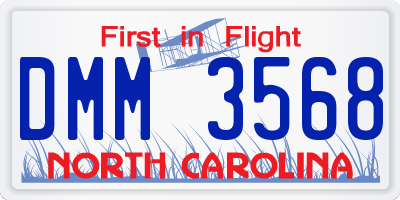 NC license plate DMM3568