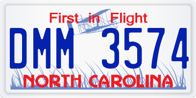 NC license plate DMM3574