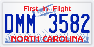 NC license plate DMM3582