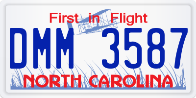 NC license plate DMM3587