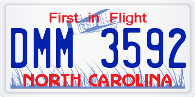NC license plate DMM3592