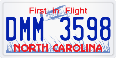 NC license plate DMM3598