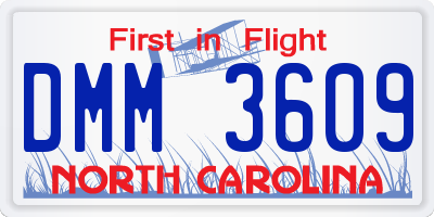 NC license plate DMM3609