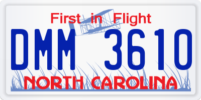 NC license plate DMM3610