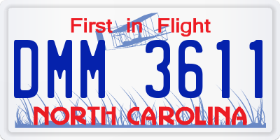 NC license plate DMM3611