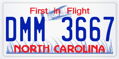 NC license plate DMM3667