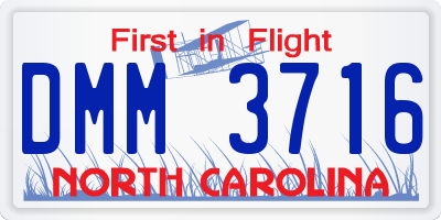 NC license plate DMM3716
