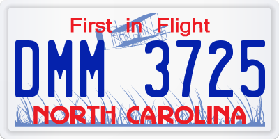 NC license plate DMM3725