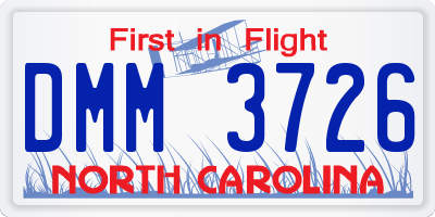 NC license plate DMM3726