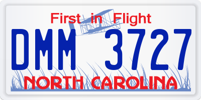 NC license plate DMM3727