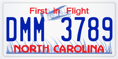 NC license plate DMM3789