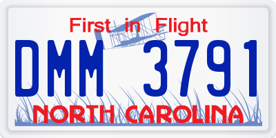NC license plate DMM3791