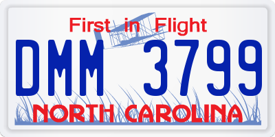 NC license plate DMM3799