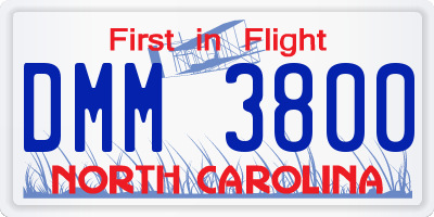 NC license plate DMM3800
