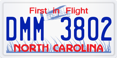 NC license plate DMM3802