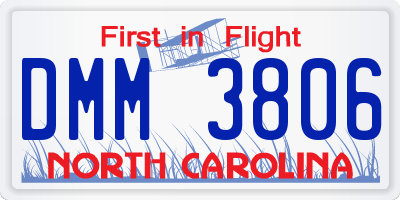 NC license plate DMM3806