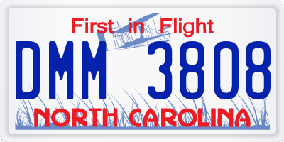 NC license plate DMM3808