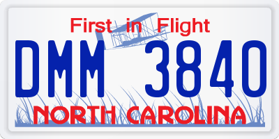 NC license plate DMM3840