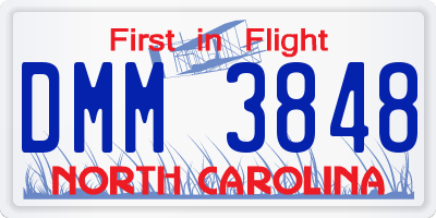 NC license plate DMM3848